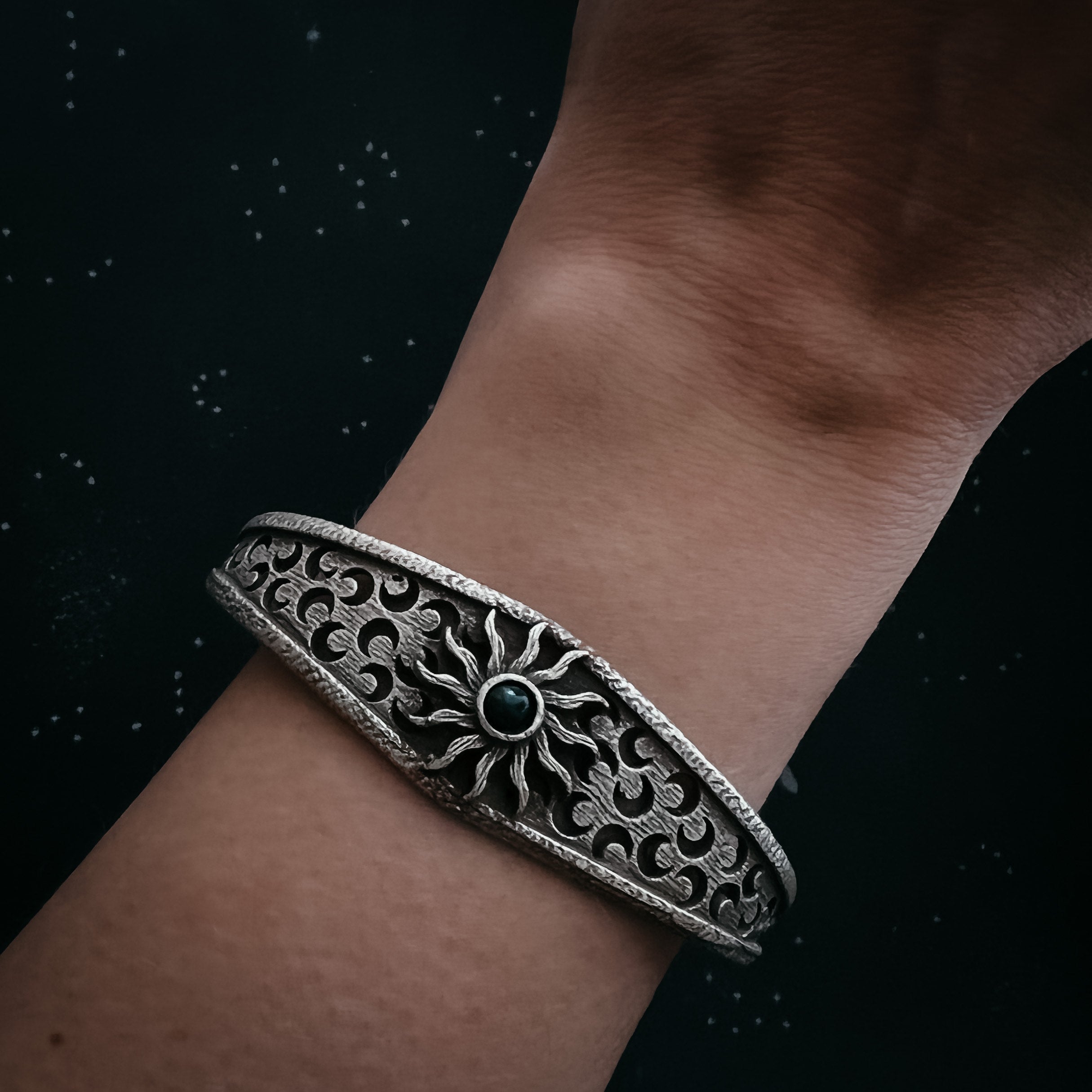 Solar Eclipse Bracelet with Black Opal